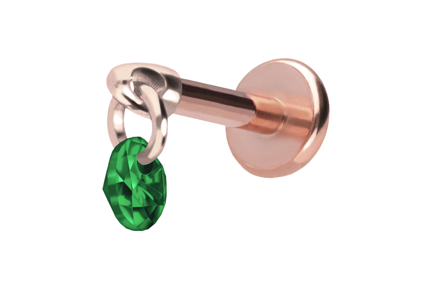 Titan Labret Piercing mit Push Fit RUNDER KRISTALL